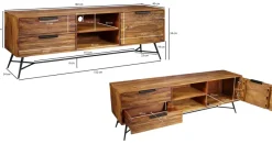 FineBuy Lowboard Sheesham Massiv Holz Hifi Board Fernsehschrank Wohnzimmer