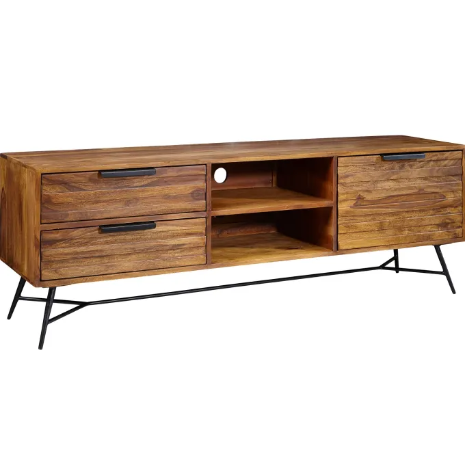 FineBuy Lowboard Sheesham Massiv Holz Hifi Board Fernsehschrank Wohnzimmer