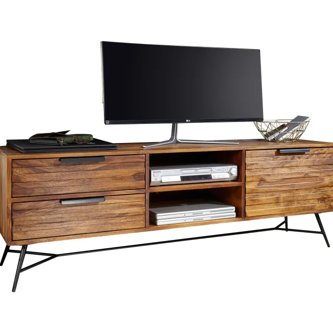 FineBuy Lowboard Sheesham Massiv Holz Hifi Board Fernsehschrank Wohnzimmer