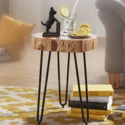 FineBuy Massivholz Akazie Beistelltisch 35 x 35 cm Wohnzimmertisch Massiv