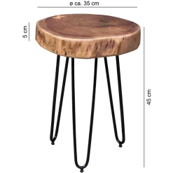 FineBuy Massivholz Akazie Beistelltisch 35 x 35 cm Wohnzimmertisch Massiv