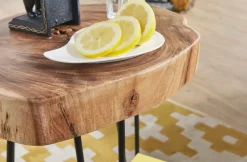 FineBuy Massivholz Akazie Beistelltisch 35 x 35 cm Wohnzimmertisch Massiv