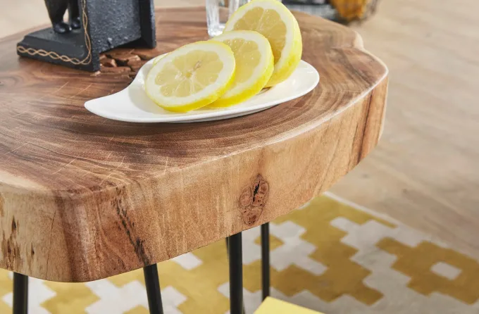 FineBuy Massivholz Akazie Beistelltisch 35 x 35 cm Wohnzimmertisch Massiv