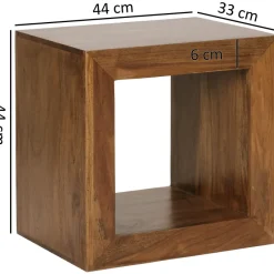 FineBuy Massivholz Sheesham Standregal Bücherregal Regal 44x44x33cm Cube