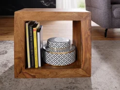 FineBuy Massivholz Sheesham Standregal Bücherregal Regal 44x44x33cm Cube