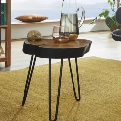 FineBuy Massivholz Sheesham Beistelltisch 35 x 35 cm Wohnzimmertisch Massiv