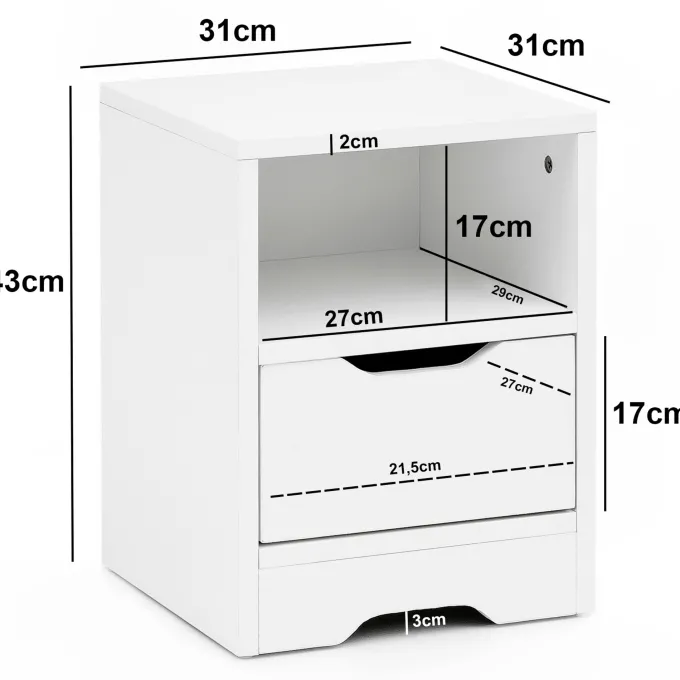 FineBuy Nachtkonsole Holz 31x43x31 cm Nachttisch Nachtkommode Schlafzimmer