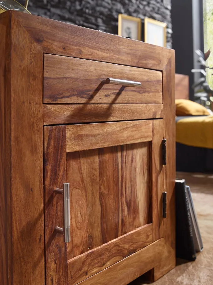 FineBuy Nachttisch Massivholz 60 cm Nachtschrank Nachtkonsole für Boxspringbett