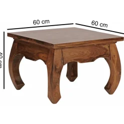 FineBuy Opium Wohnzimmertisch 60 x 40 x 60cm Sheesham Holz quadratisch Sofatisch