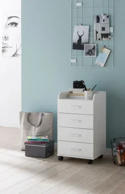 FineBuy Rollcontainer 70,5 cm Standcontainer Bürocontainer mit Rollen Modern