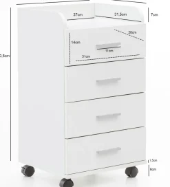 FineBuy Rollcontainer 70,5 cm Standcontainer Bürocontainer mit Rollen Modern