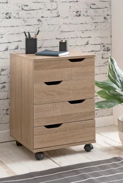 FineBuy Rollcontainer Schreibtischcontainer 40 x 60 x 40 cm Holz Büro
