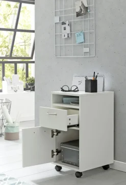 FineBuy Rollcontainer 33x63x38cm Schreibtischcontainer Rollen Bürocontainer Holz