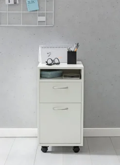 FineBuy Rollcontainer 33x63x38cm Schreibtischcontainer Rollen Bürocontainer Holz