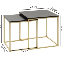 FineBuy Satztisch CHUR Ablagetisch Beistelltisch Metall/MDF Couchtisch 2er Set