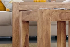 FineBuy Satztisch Wohnzimmertisch 3-teilig Akazie Massivholz Beistelltisch