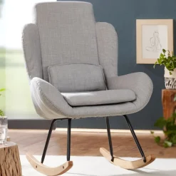FineBuy Schaukelstuhl CAPRI Relaxsessel Schwingsessel Stoff Schwingstuhl Polster