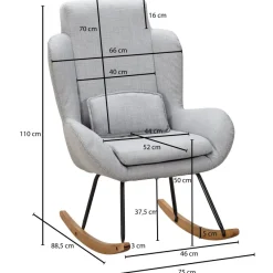 FineBuy Schaukelstuhl CAPRI Relaxsessel Schwingsessel Stoff Schwingstuhl Polster