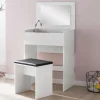 FineBuy Schminktisch FB51641 Kosmetiktisch Frisiertisch Weiß Spiegel & Hocker