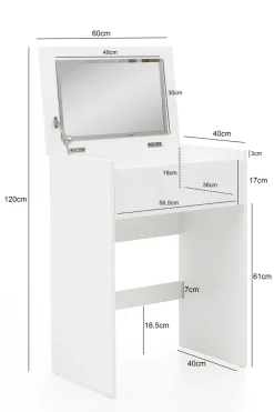 FineBuy Schminktisch FB51641 Kosmetiktisch Frisiertisch Weiß Spiegel & Hocker
