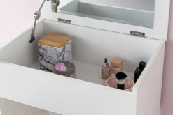 FineBuy Schminktisch FB51641 Kosmetiktisch Frisiertisch Weiß Spiegel & Hocker