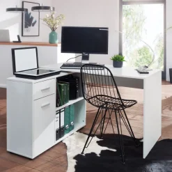 FineBuy Schreibtisch Computer Eckschreibtisch Bürotisch Regal Winkel PC Tisch