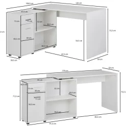 FineBuy Schreibtisch Computer Eckschreibtisch Bürotisch Regal Winkel PC Tisch