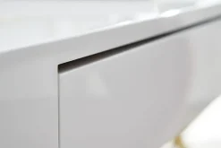 FineBuy Schreibtisch Hochglanz Weiß Gold 118 cm Holz Computertisch Tisch Büro