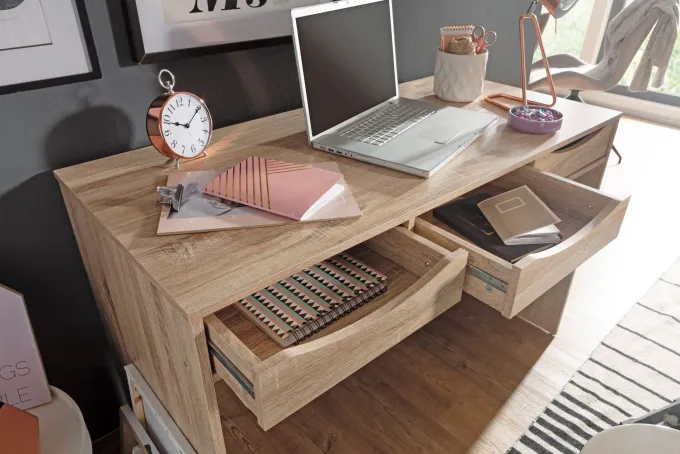 FineBuy Schreibtisch MASSA 120 cm Design Bürotisch Sonoma Jugendschreibtisch