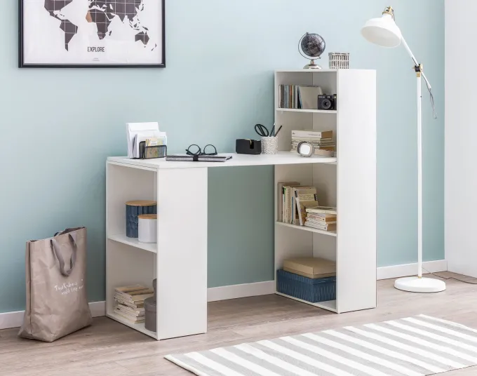 FineBuy Schreibtisch mit Regal 120x120x53 cm Holz Modern Bürotisch PC Tisch