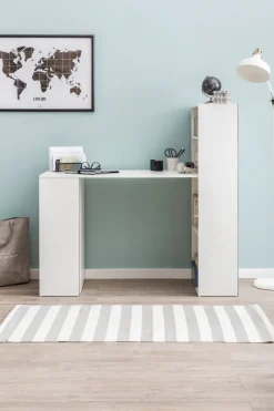 FineBuy Schreibtisch mit Regal 120x120x53 cm Holz Modern Bürotisch PC Tisch