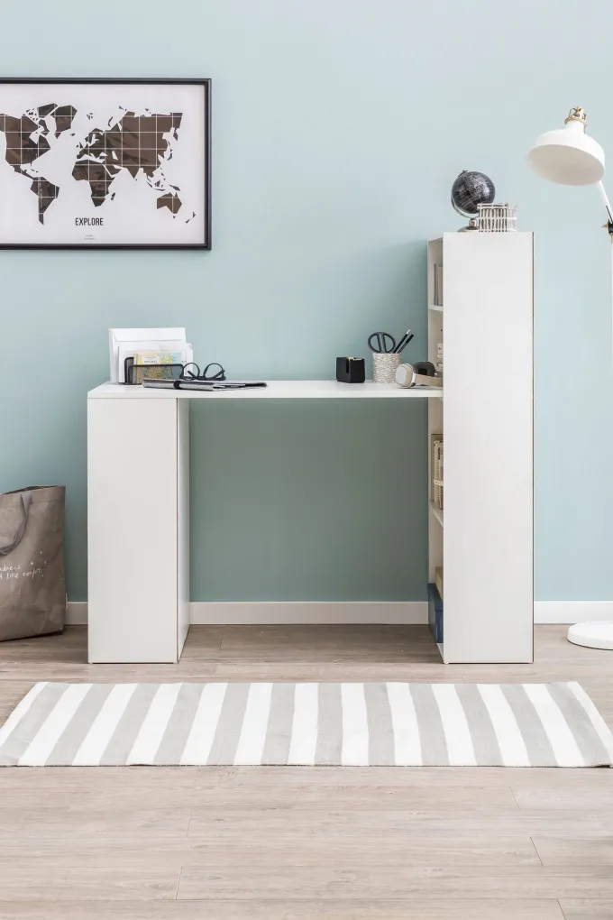 FineBuy Schreibtisch mit Regal 120x120x53 cm Holz Modern Bürotisch PC Tisch