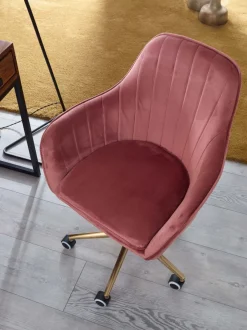FineBuy Schreibtischstuhl Samt Drehstuhl mit Lehne 120 kg Schalenstuhl Stuhl