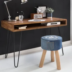 FineBuy Schreibtisch 110x60 cm Bürotisch Laptoptisch Massiv Holztisch Sheesham