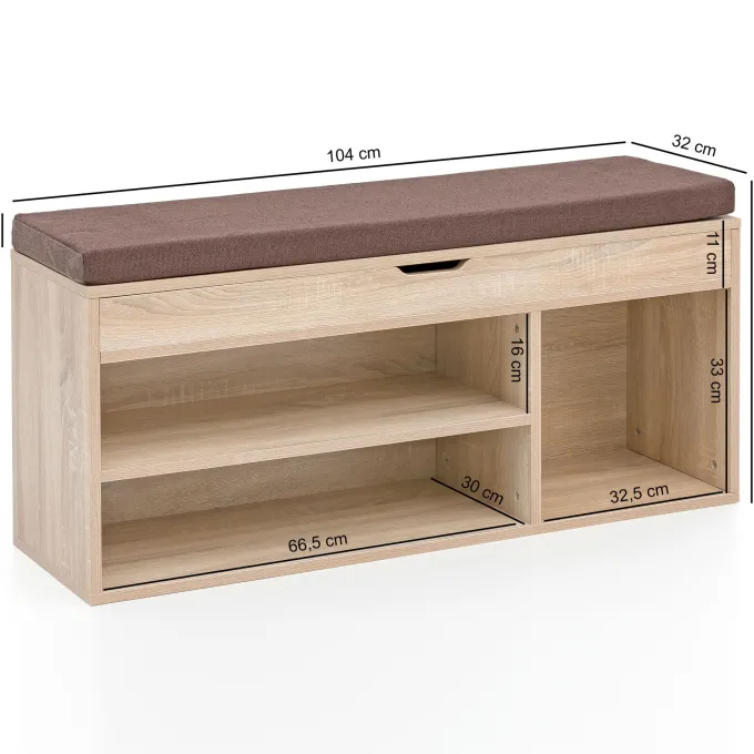 FineBuy Schuhbank 104x51x32 cm Garderobenbank Sitzbank Stoff Flurbank