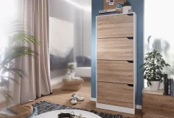 FineBuy Schuhkipper 4 Fächer 24 Paar Schuhe Schuhkommode Schuhschrank Sonoma