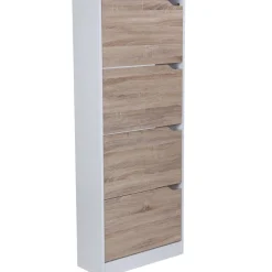 FineBuy Schuhkipper 4 Fächer 24 Paar Schuhe Schuhkommode Schuhschrank Sonoma