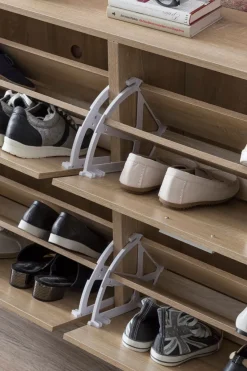 FineBuy Schuhkipper Schuhschrank Schuhregal Flurschrank 24 Paar Schuhe 4 Klappen