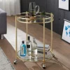 FineBuy Servierwagen Gold Ø 57cm Beistelltisch Teewagen Rollen Küchenwagen