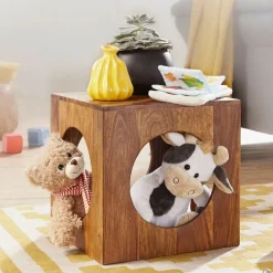 FineBuy Sheesham Beistelltisch 35x35x35 cm Cube Holztisch Tisch mit Stauraum