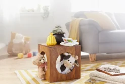 FineBuy Sheesham Beistelltisch 35x35x35 cm Cube Holztisch Tisch mit Stauraum