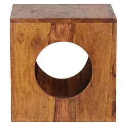 FineBuy Sheesham Beistelltisch 35x35x35 cm Cube Holztisch Tisch mit Stauraum