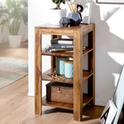 FineBuy Sheesham Massivholz Bücherregal 3 Böden Stand Regal 44x44x83 cm