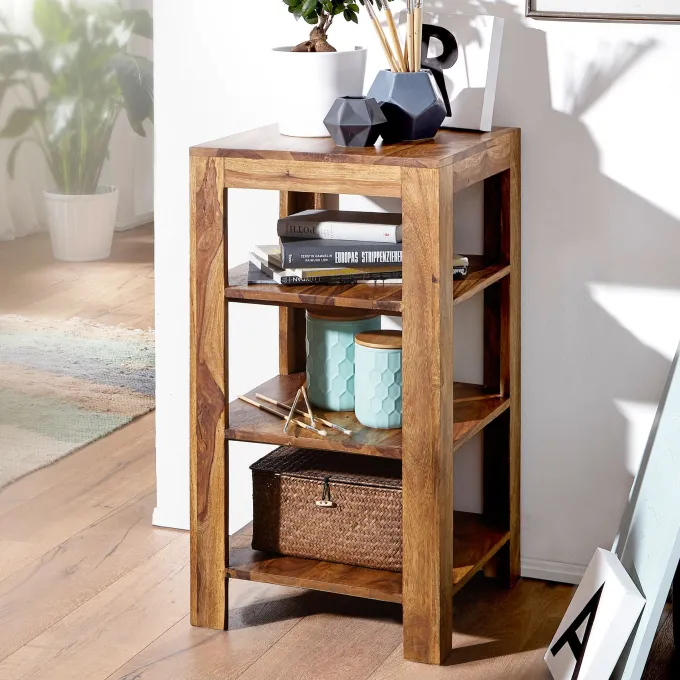 FineBuy Sheesham Massivholz Bücherregal 3 Böden Stand Regal 44x44x83 cm