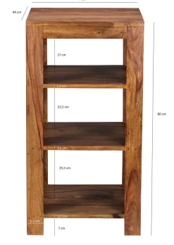 FineBuy Sheesham Massivholz Bücherregal 3 Böden Stand Regal 44x44x83 cm