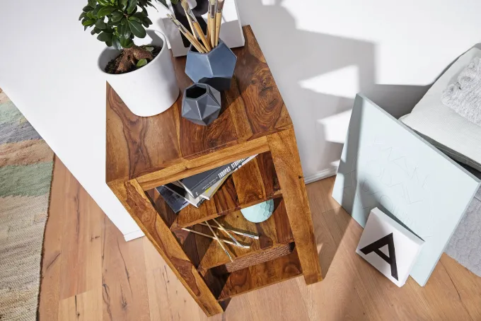 FineBuy Sheesham Massivholz Bücherregal 3 Böden Stand Regal 44x44x83 cm