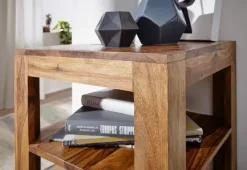 FineBuy Sheesham Massivholz Bücherregal 3 Böden Stand Regal 44x44x83 cm