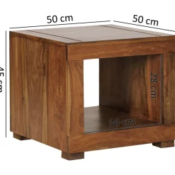 FineBuy Sheesham Massivholz Couchtisch Wohnzimmertisch Beistelltisch 50x50cm
