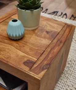 FineBuy Sheesham Massivholz Couchtisch Wohnzimmertisch Beistelltisch 50x50cm