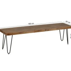 FineBuy Sitzbank Massiv 180cm Esszimmerbank Holzbank Küchenbank Holz